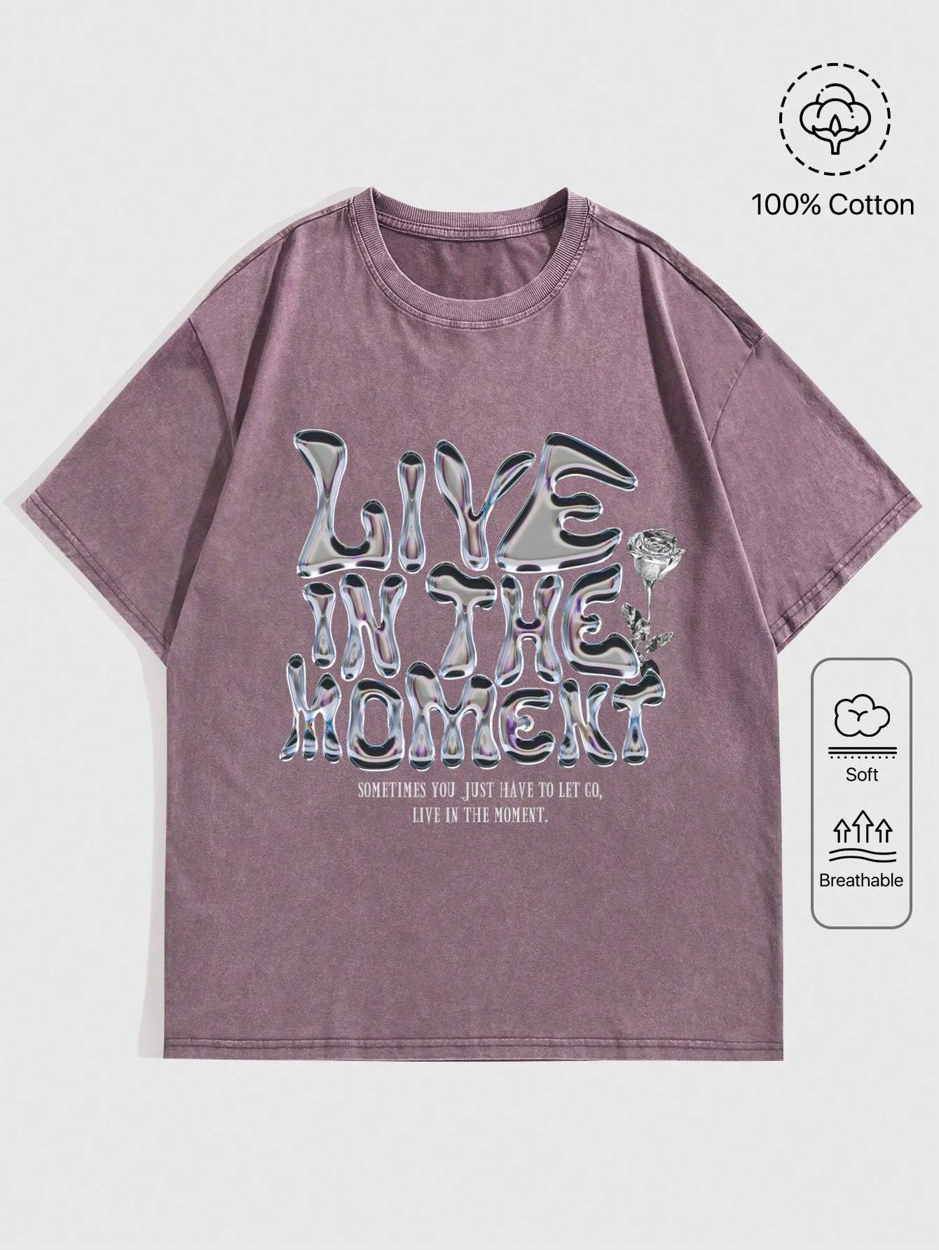 ROMWE STREET LIFE WOMEN S METALLIC FUN FONT PRINT FRIED SNOWFLAKE T SHIRT