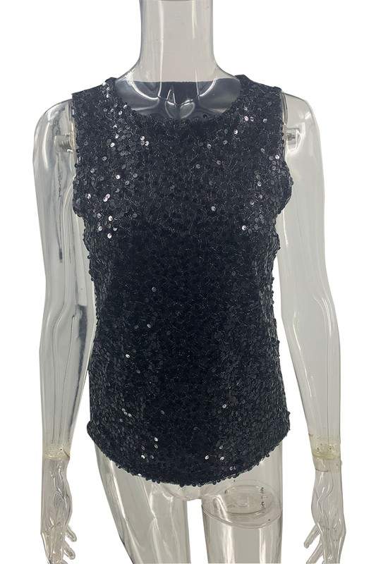 SEQUIN EMBELLISHED SLEEVELESS TOP