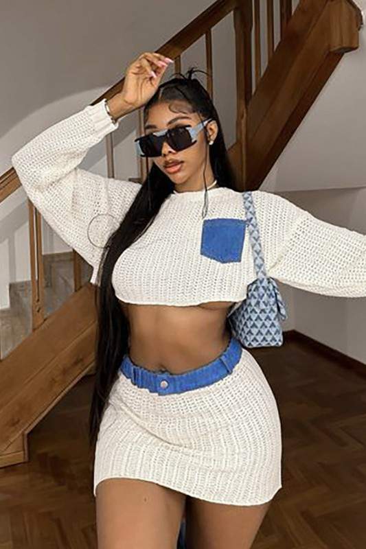 CROCHET CROP TOP AND MINI SKIRT SET