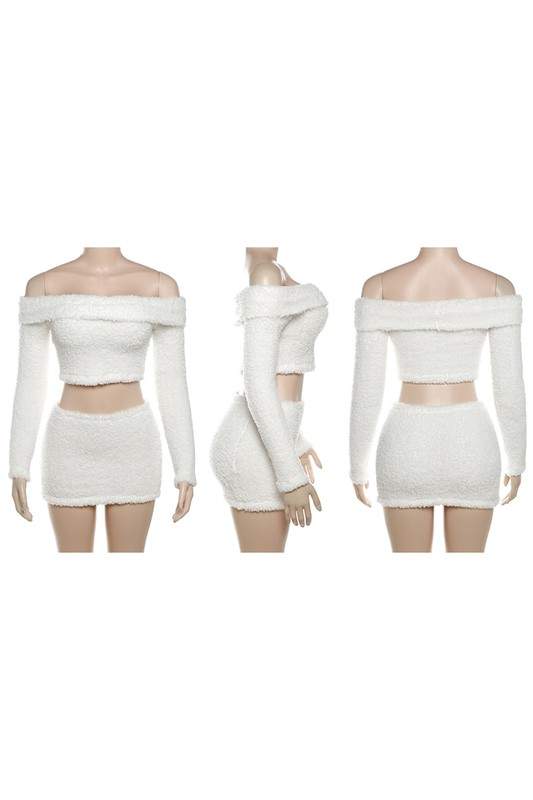 VEGAN FUR SHIRT AND SKIRT SET