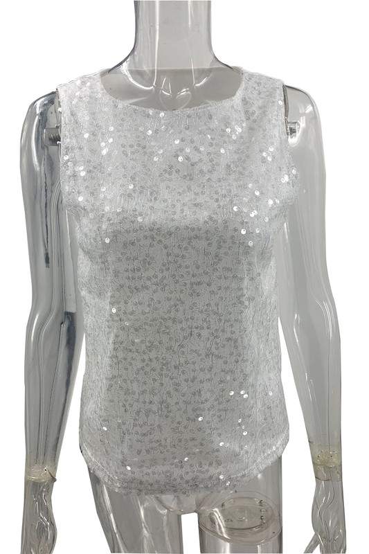 SEQUIN EMBELLISHED SLEEVELESS TOP