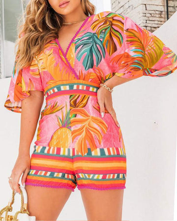 Casual Tropical Playsuit for Vacations
