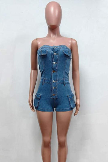 DENIM TUBE ROMPER