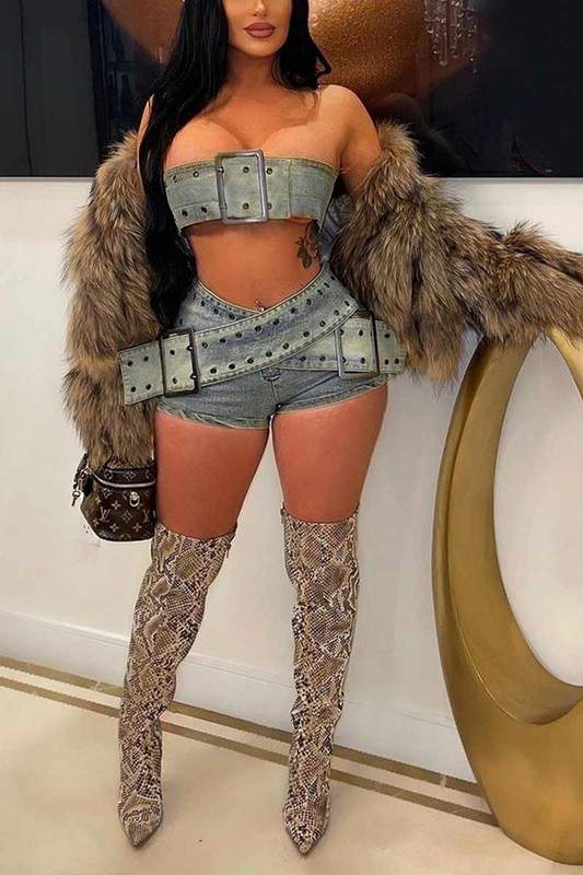 BELT DESIGN BRALETTE SKIRTS SET