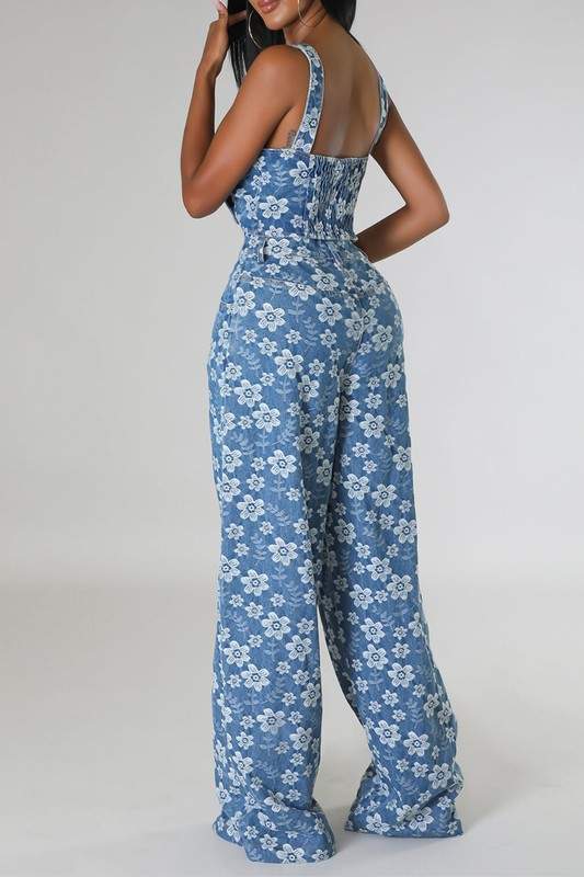FLOWER PRINT TOP PANTS SET