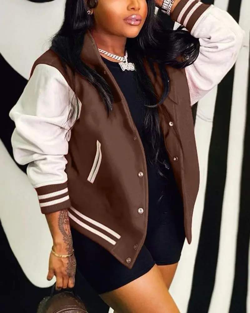 CONTRAST PANELED HOODED BOMBER JACKET