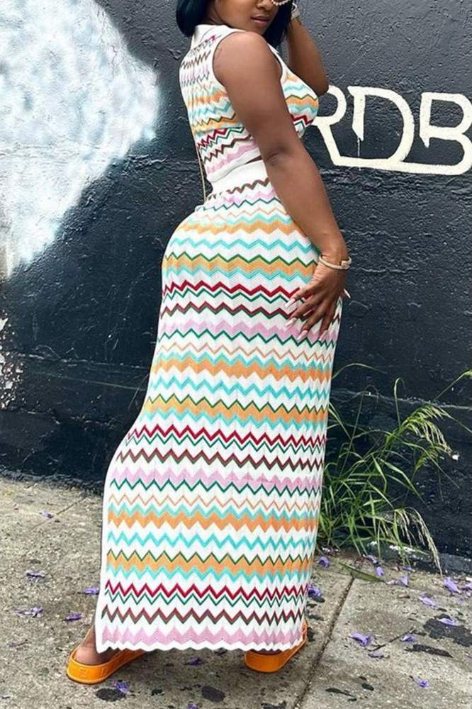 WHITE RIPPLE TWO PIECE SKIRT SET