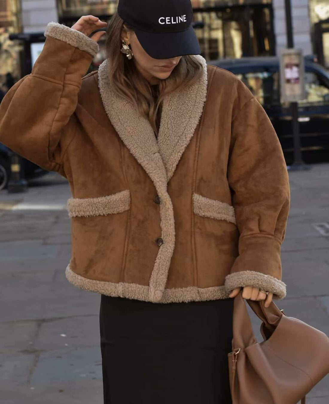 WOMEN S RETRO WOOLEN COAT LAPEL LOOSE FUR COAT