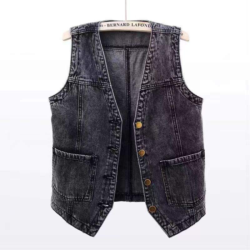  V NECK DENIM VEST  CELEBRITY  VEST TOP WAISTCOAT