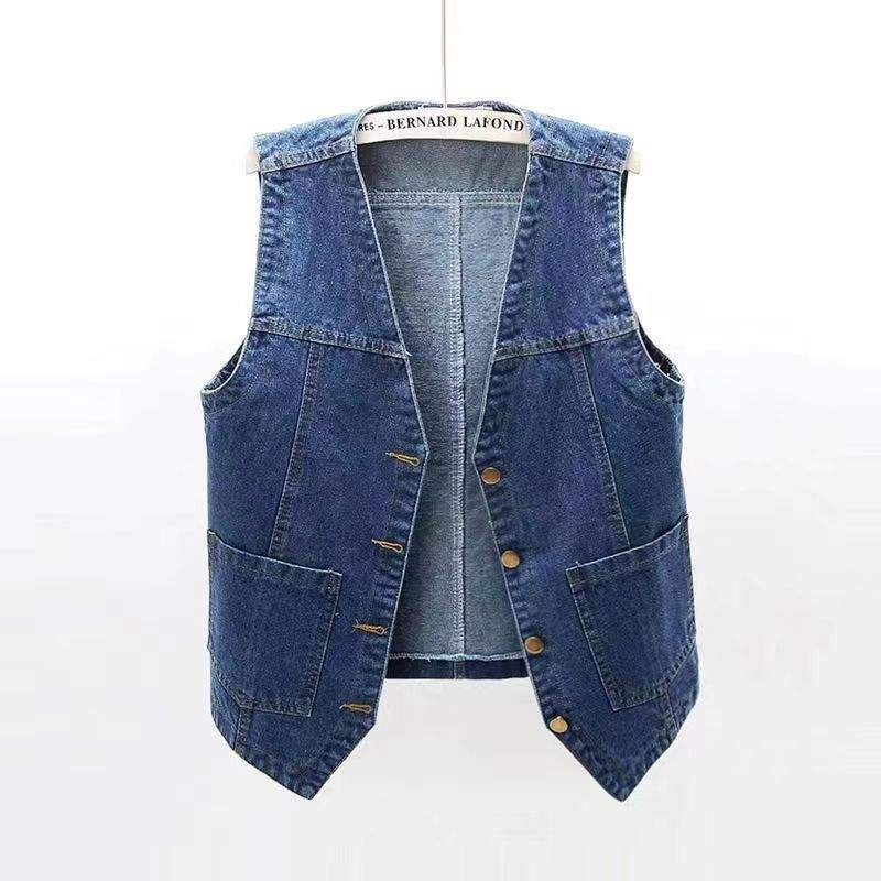  V NECK DENIM VEST  CELEBRITY  VEST TOP WAISTCOAT