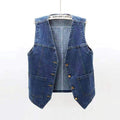  V NECK DENIM VEST  CELEBRITY  VEST TOP WAISTCOAT