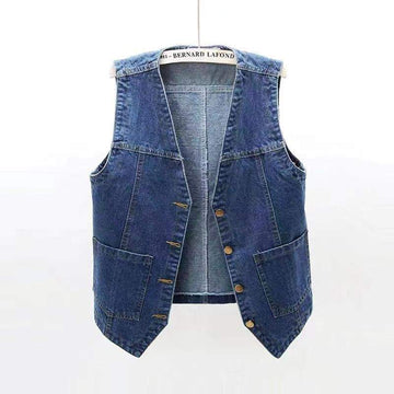  V NECK DENIM VEST  CELEBRITY  VEST TOP WAISTCOAT