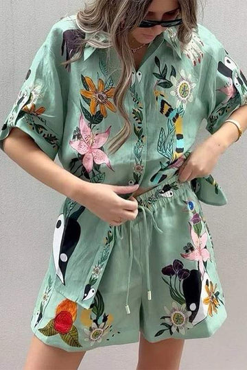COLLARED TOP SHORTS SET