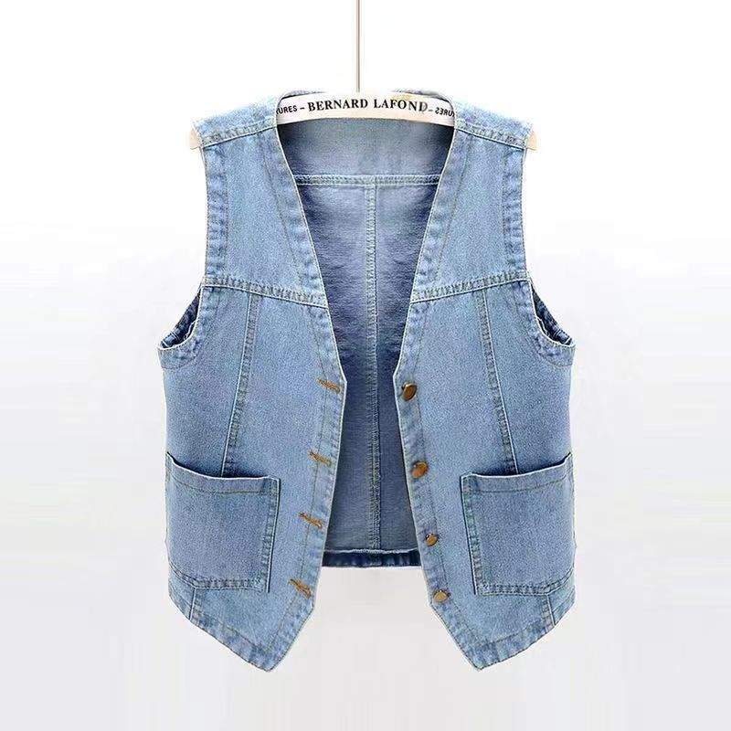  V NECK DENIM VEST  CELEBRITY  VEST TOP WAISTCOAT
