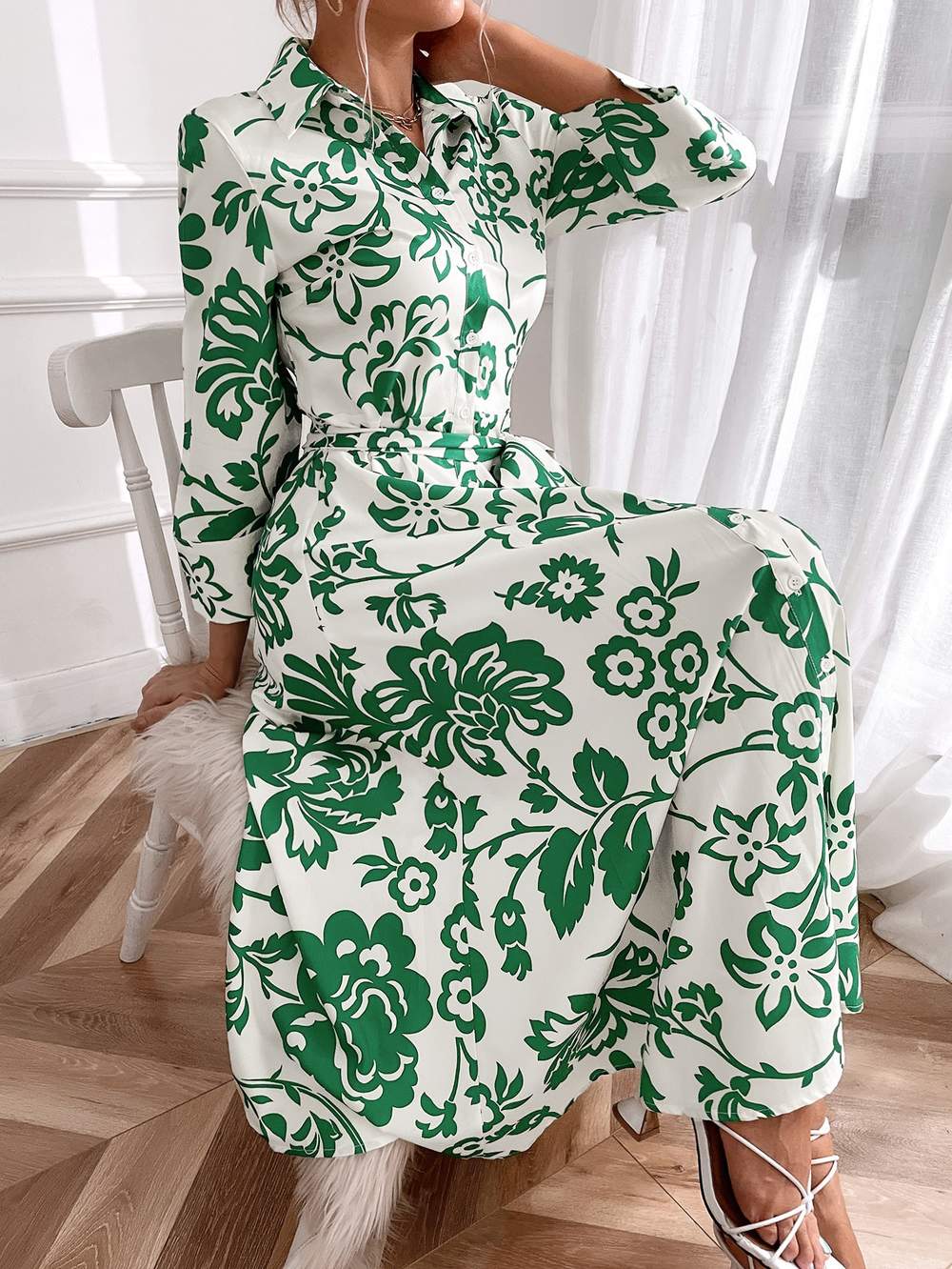 Belted Floral Dress, Comfortable Spring Fashion