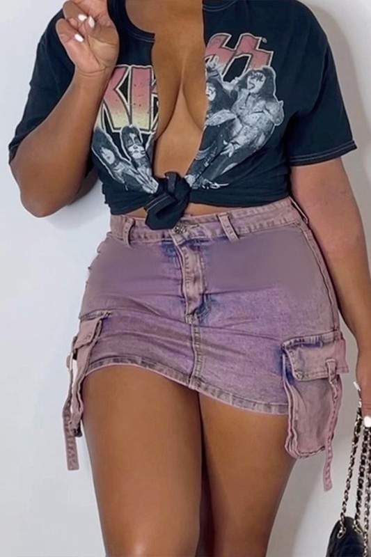 Utility Denim Skirt Trendy Summer Look