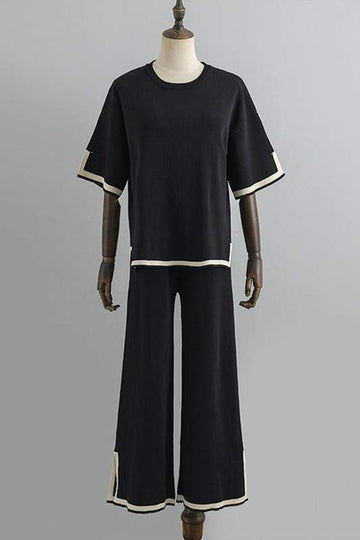 SOLID KNIT TEE AND PANTS SET