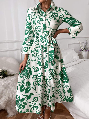 Belted Floral Dress, Comfortable Spring Fashion