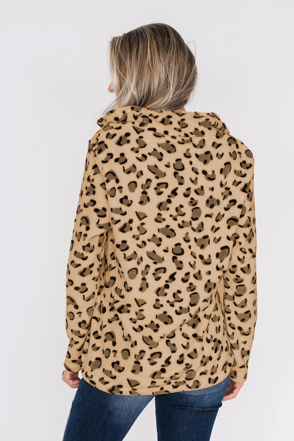 Leopard Print Pullover Fleece Top
