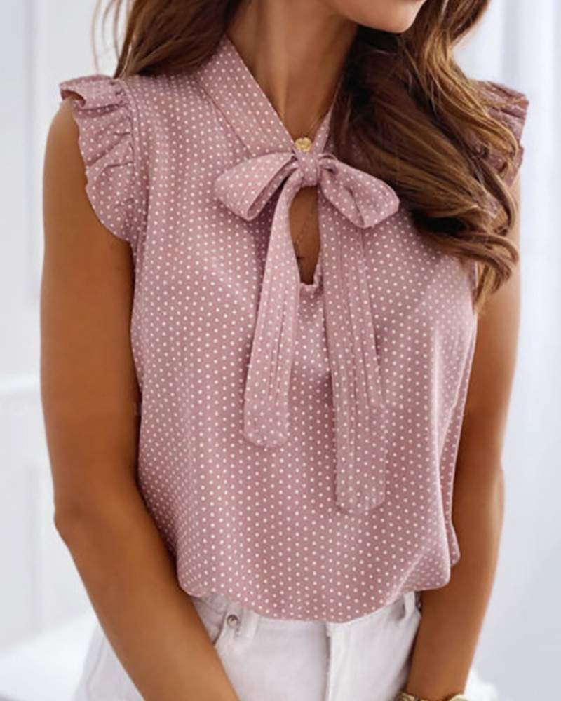 Cute Polka Dot Shirt, Casual Summer Blouse