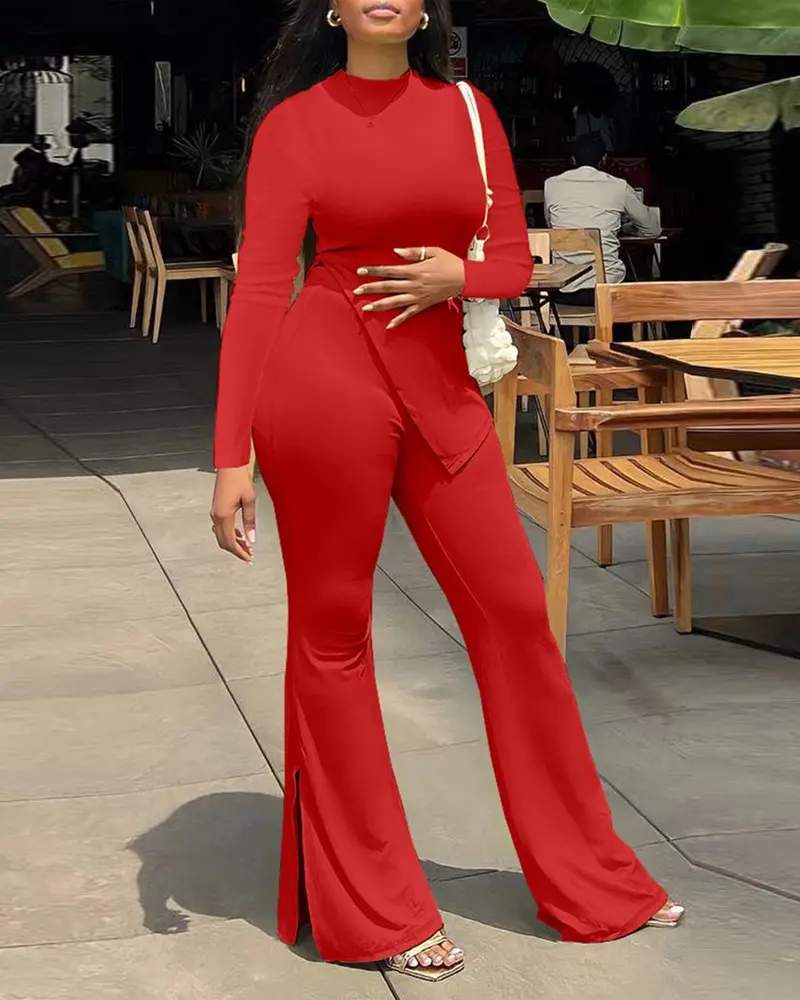 Trendy Jumpsuit with Slit Leg Design