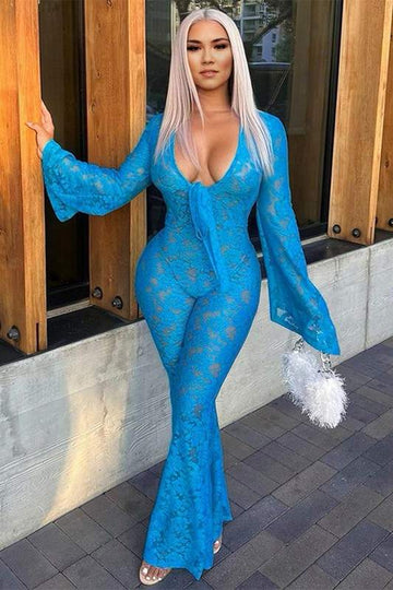 LACE LONG SLEEVE JUMPSUITS