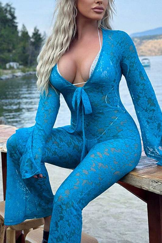 LACE LONG SLEEVE JUMPSUITS
