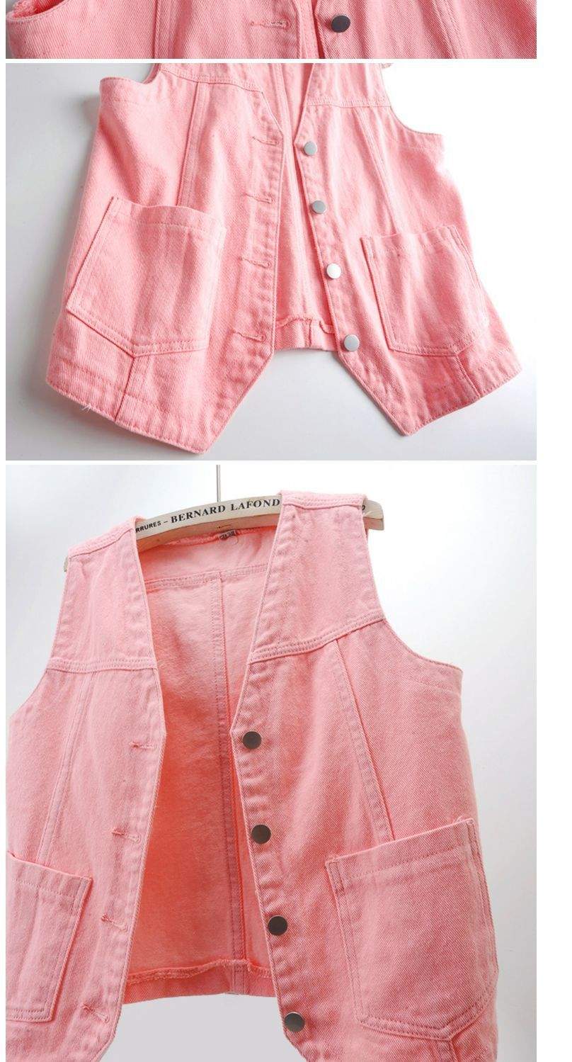  V NECK DENIM VEST  CELEBRITY  VEST TOP WAISTCOAT