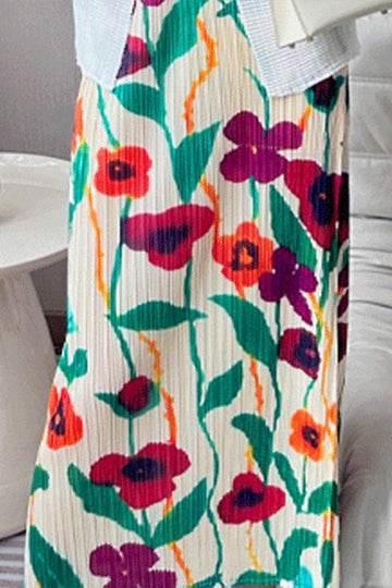 FLORAL GRAPHIC PLEATED SKIRT
