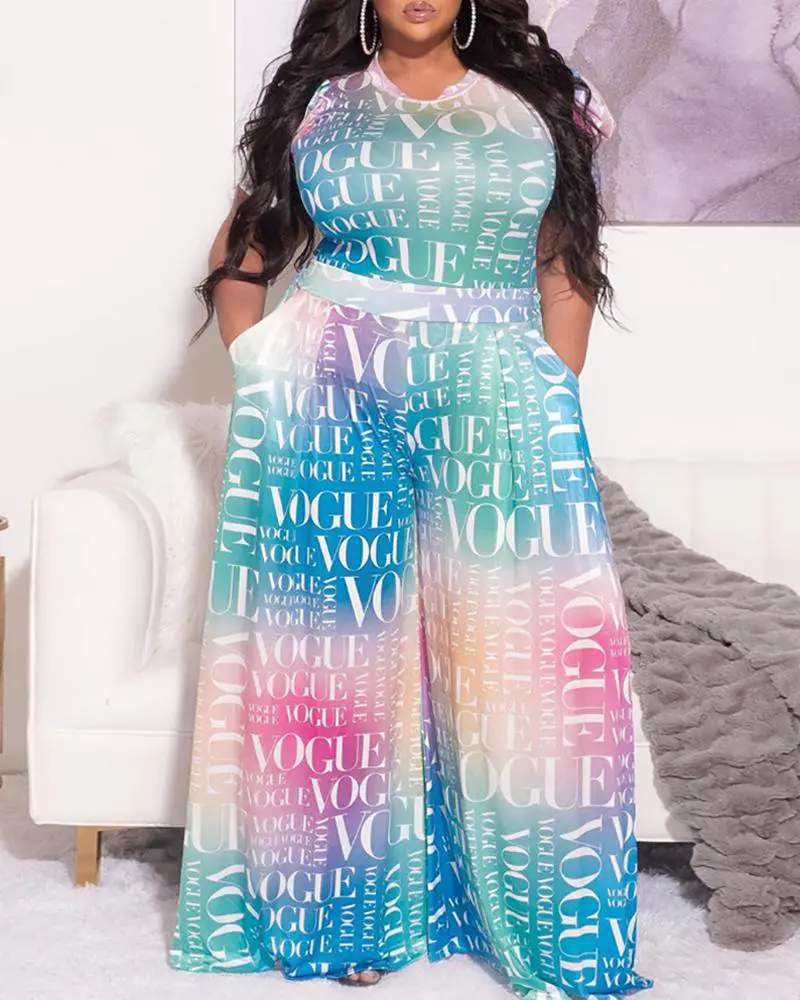 Graphic Print Two-Piece Jumpsuit