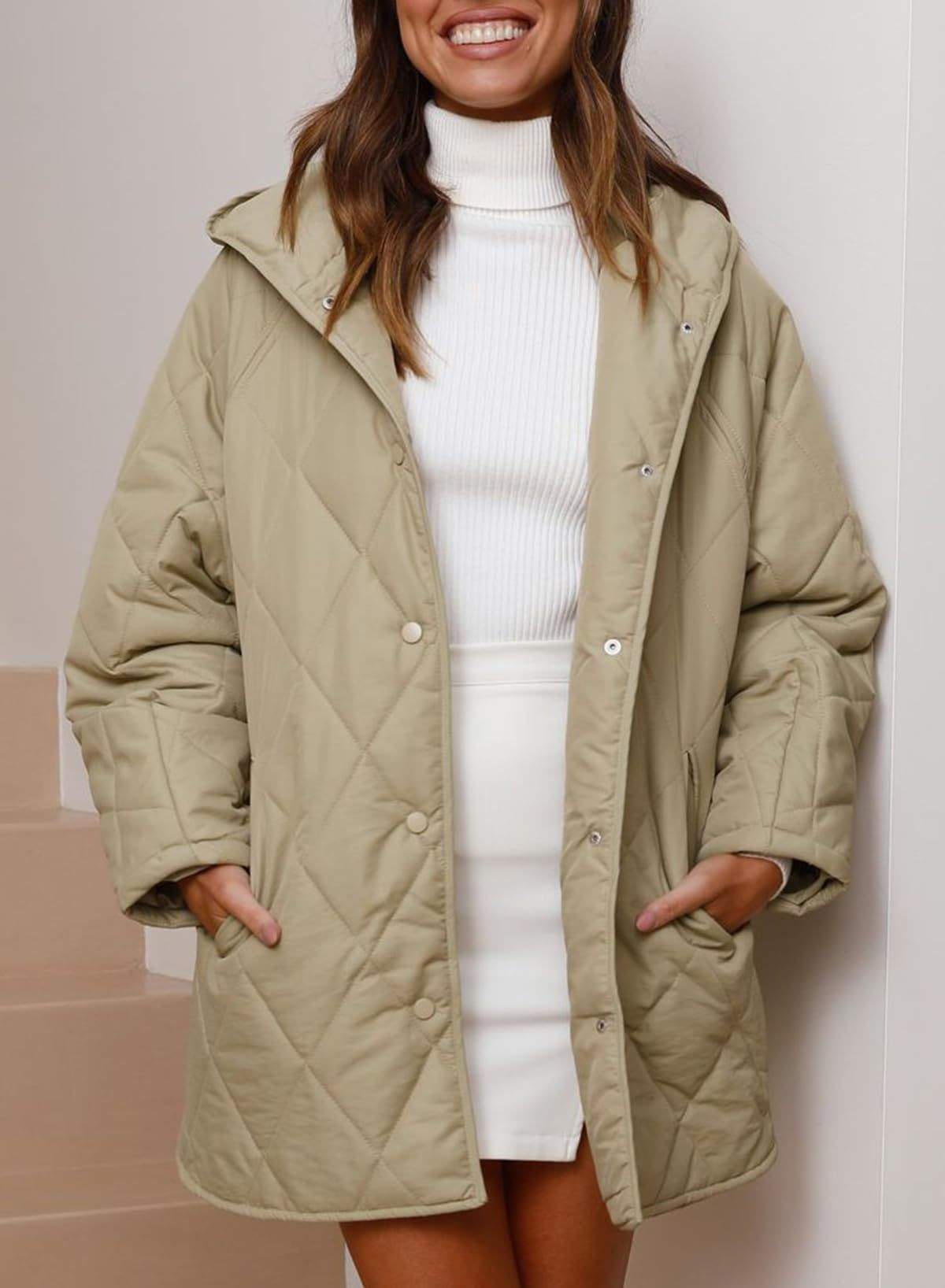 JACKET  DIAMOND QUILTED HOODED LIGHTWEIGHT JACKET FOR WOMEN