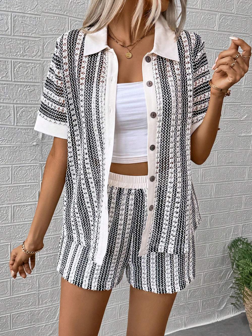 VCAY WOMEN S CASUAL SIMPLE WOVEN SHORT SLEEVE TOP AND SHORTS SET DAILY WEAR