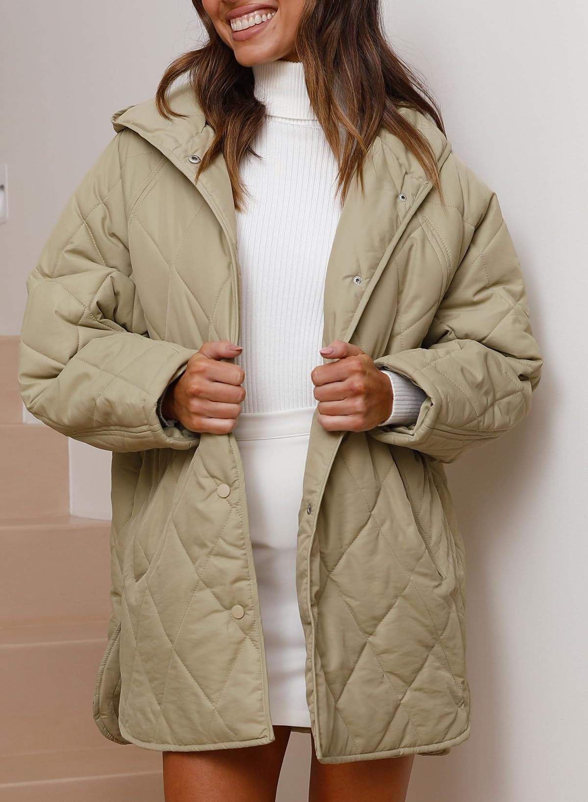 JACKET  DIAMOND QUILTED HOODED LIGHTWEIGHT JACKET FOR WOMEN
