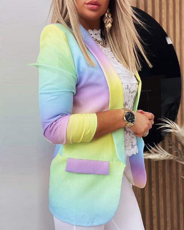 Checker Print Half Sleeve Suit Coat