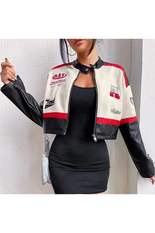 FAUX LEATHER CROP JACKET