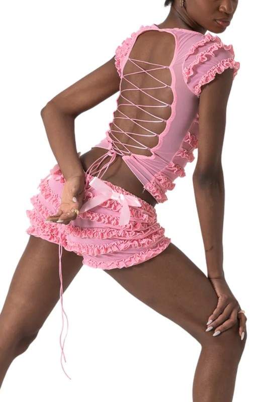 RUFFLE TOP SHORTS SET
