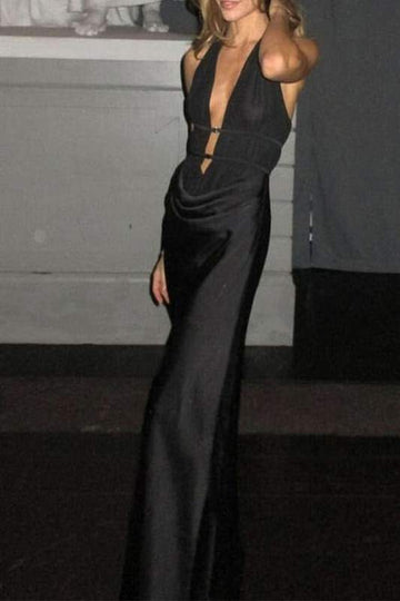 PLUNGING RUCHED MAXI DRESS