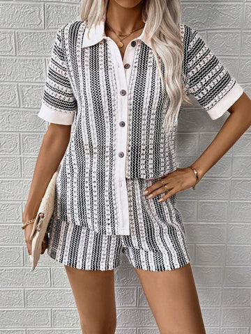 VCAY WOMEN S CASUAL SIMPLE WOVEN SHORT SLEEVE TOP AND SHORTS SET DAILY WEAR