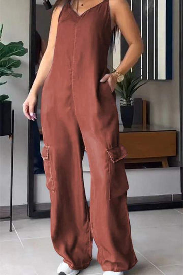 SLEEVLESS V NECK JUMPSUIT