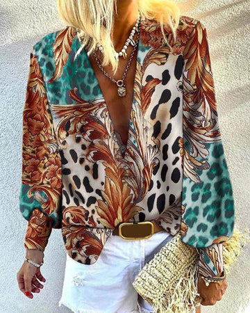 Chic Floral Print Bohemian Blouse