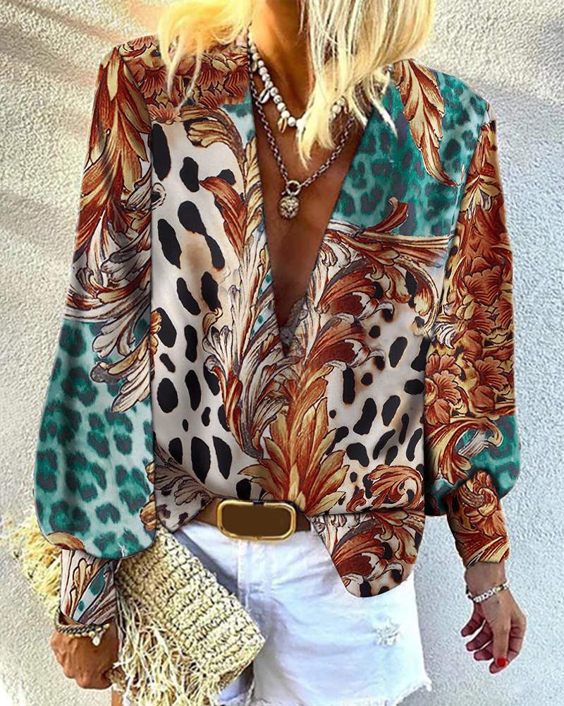 Chic Floral Print Bohemian Blouse