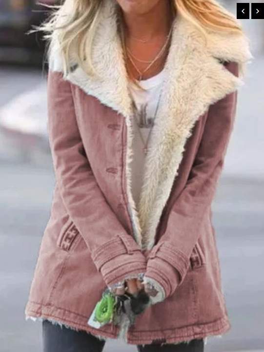  LONG SLEEVE PLUS VELVET WARM COTTON PADDED JACKET COAT WOMEN 