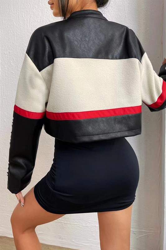 FAUX LEATHER CROP JACKET