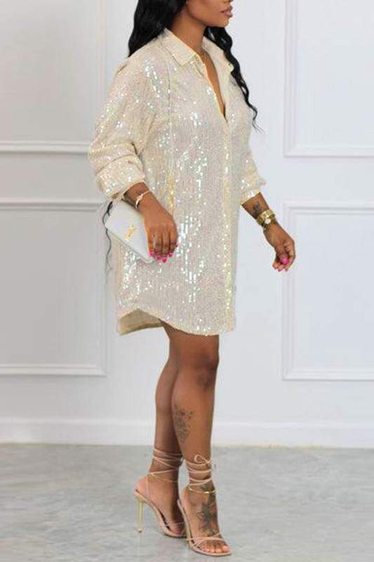 SEXY SEQUIN CLUBWEAR SHIRT DRESS