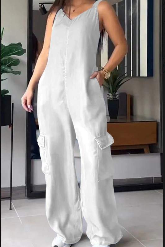 SLEEVLESS V NECK JUMPSUIT