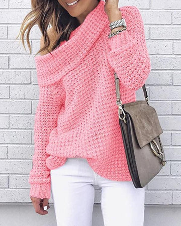 Solid Long Sleeve Loose Knitted Sweaters
