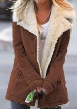  LONG SLEEVE PLUS VELVET WARM COTTON PADDED JACKET COAT WOMEN 
