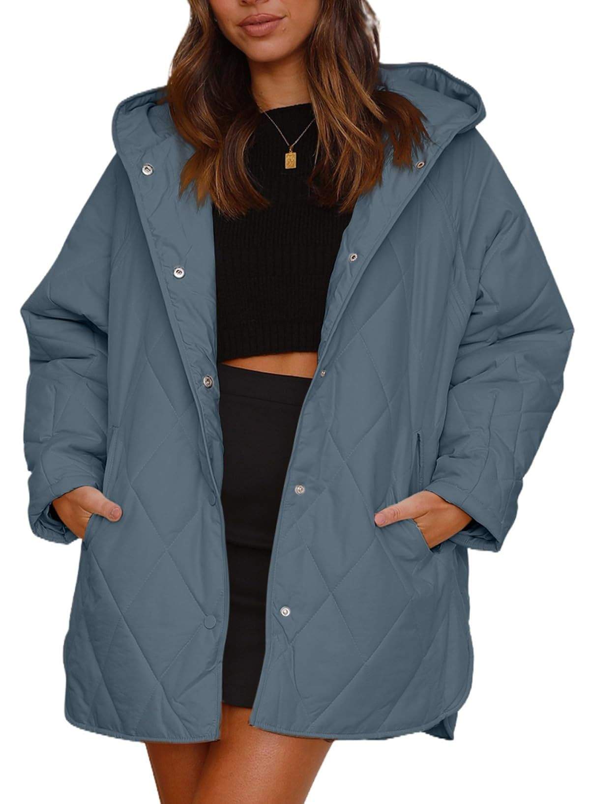 JACKET  DIAMOND QUILTED HOODED LIGHTWEIGHT JACKET FOR WOMEN