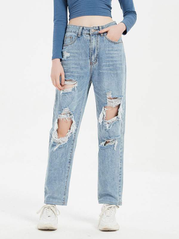 Distressed Denim High-Waisted Style