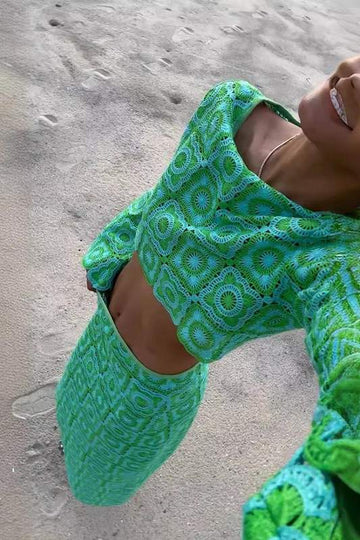 CROCHET CROP TOP AND SKIRT SET